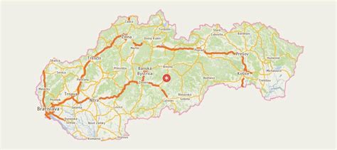 Mapa Slovenska s označenými miestami výskytu otravy metanolom