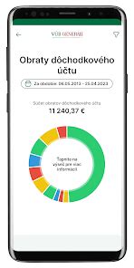 Snímka obrazovky z mobilnej aplikácie VÚB Generali Dôchodok