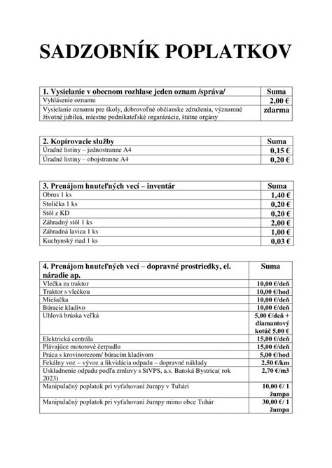 Sadzobník správnych poplatkov za katastrálne úkony