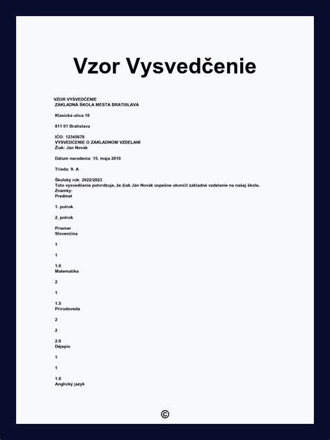 Vysvedčenie o získaní primárneho vzdelania