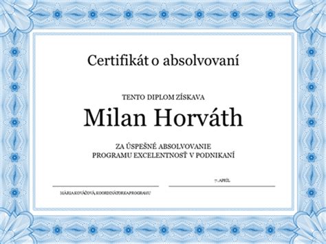 Certifikát o absolvovaní kurzu