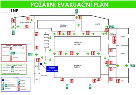schéma bezpečnej evakuácie z budovy