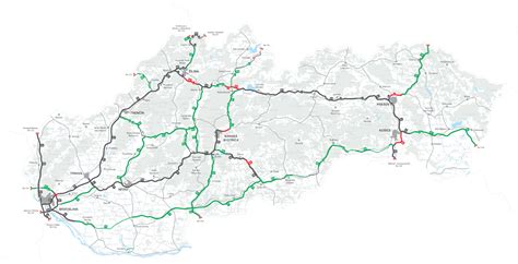 Mapa spoplatnených úsekov diaľnic a rýchlostných ciest na Slovensku