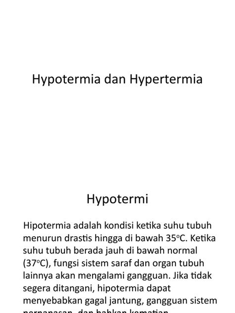 Hypotermia a hypertermia - porovnanie