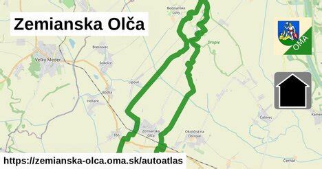 Mapa obce Zemianska Olča a okolia