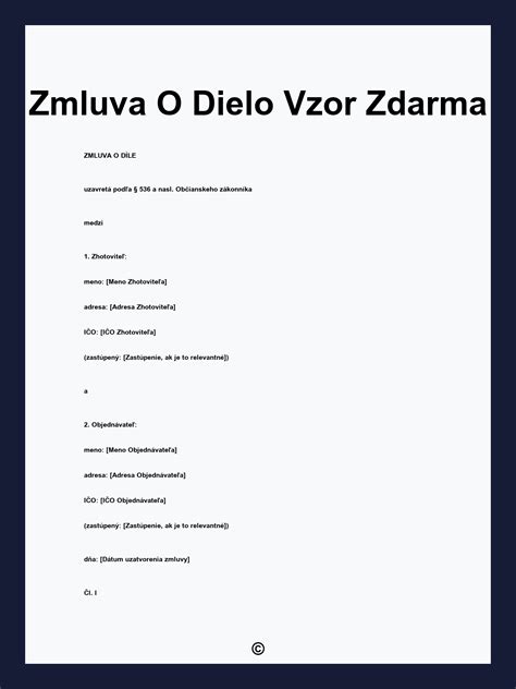Zmluva o dielo: Podstatné náležitosti