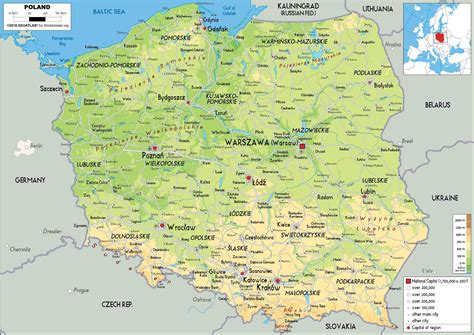 Mapa Poľska s vyznačeným Krakovom