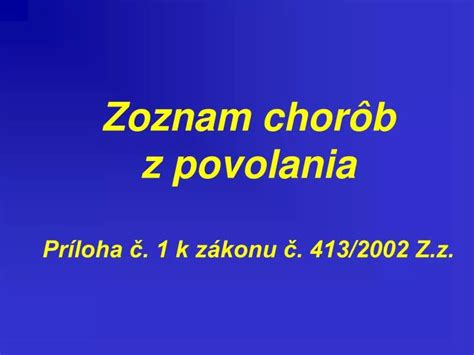 Zoznam chorôb z povolania