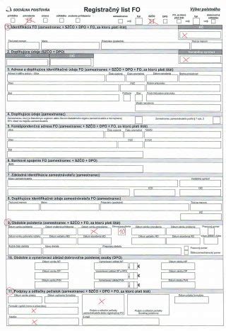 Tlačivo Registračný list FO