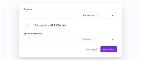 Obrazovka online kalkulačky na prevod teploty