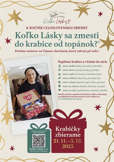Ilustrácia naplnenej krabice od topánok pre seniora
