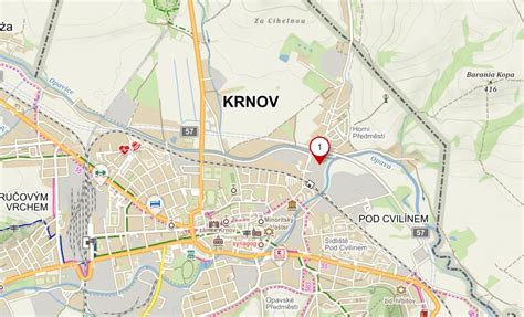 Mapa kúpeľov Číž a okolia