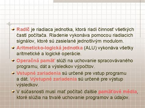 Diagram základných častí počítača pre seniorov