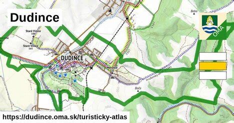 Mapa kúpeľov Dudince s vyznačenými liečebnými domami a hlavnými atrakciami