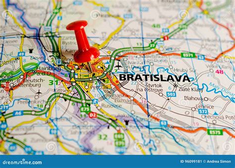 Mapa Bratislavy s vyznačenými hlavnými atrakciami