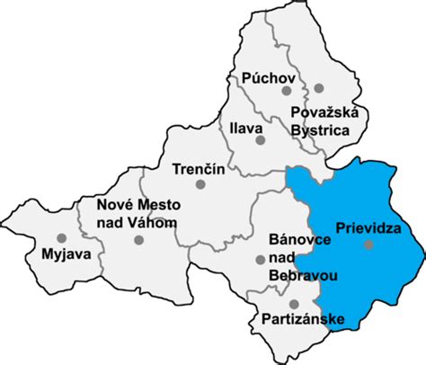 Mapa domovov dôchodcov v okrese Prievidza