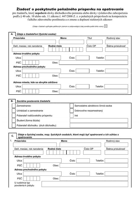 Administratívny proces žiadosti o peňažný príspevok na opatrovanie