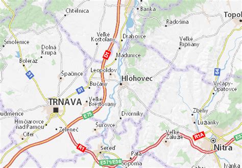 Mapa regiónu Hlohovec a Trnava