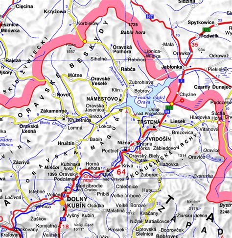 Mapa Hornej Oravy s vyznačenými obcami, kde vznikli prvé MO JDS