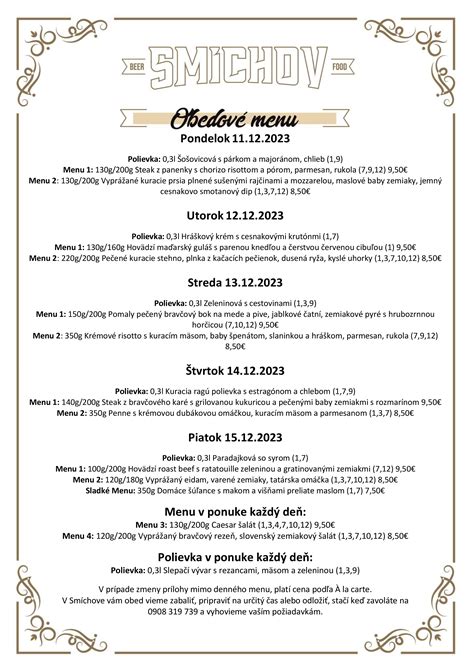 Seniorské obedové menu