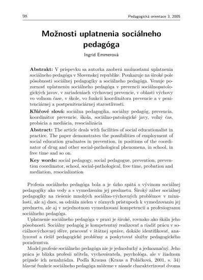 Možnosti uplatnenia sociálneho pedagóga