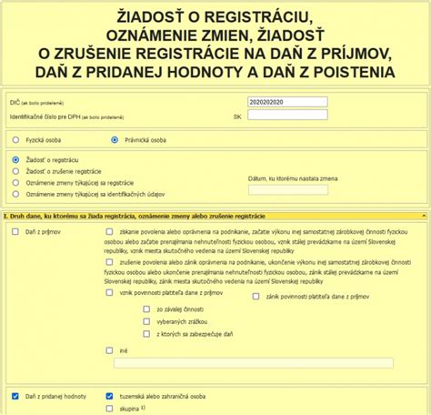 Formulár žiadosti o registráciu DPH pre cezhraničné služby