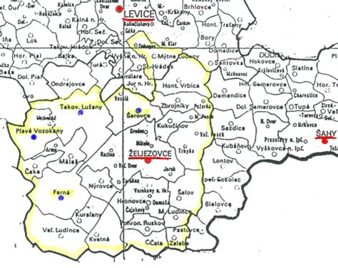 Mapa regiónu Levice