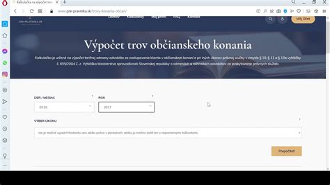 Kalkulačka na výpočet trov konania