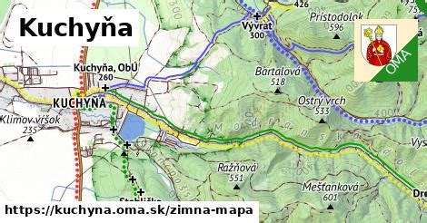 Mapa obce Kuchyňa s vyznačeným vojenským letiskom