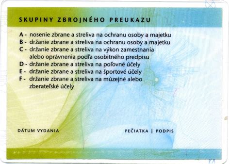 Zbrojný preukaz a jeho skupiny