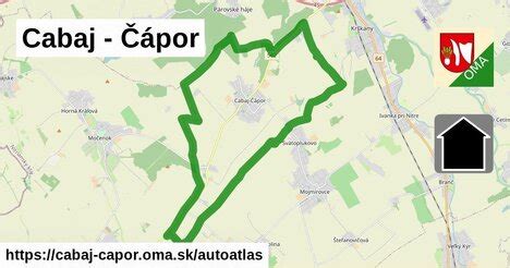 Mapa obce Cabaj-Čápor s okolitými obcami