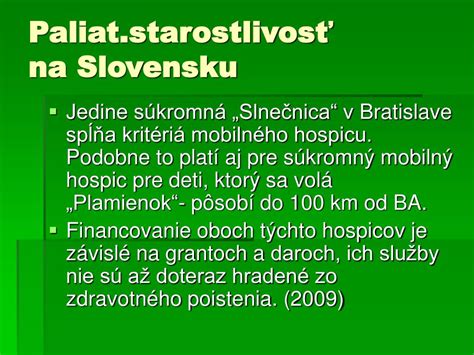 Prehľad foriem paliatívnej starostlivosti na Slovensku