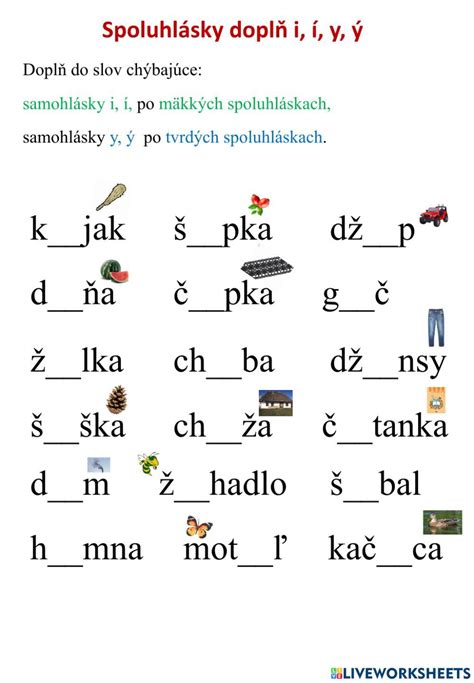 Príklady cvičení na tvrdé spoluhlásky