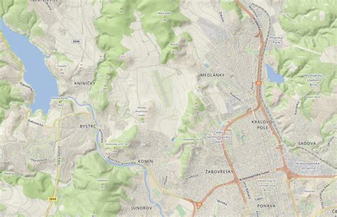 Topografická mapa okolia Stupavy s vyznačenými vodnými tokmi a pohoriami