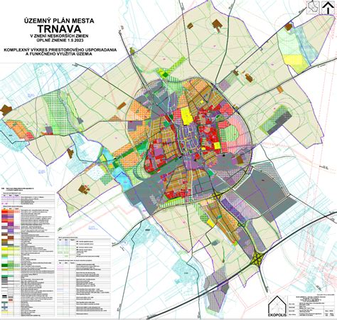Mapa mesta Trnava so zvýraznenými zdravotníckymi zariadeniami