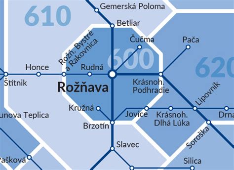Mapa zón IDS Východ v Rožňave