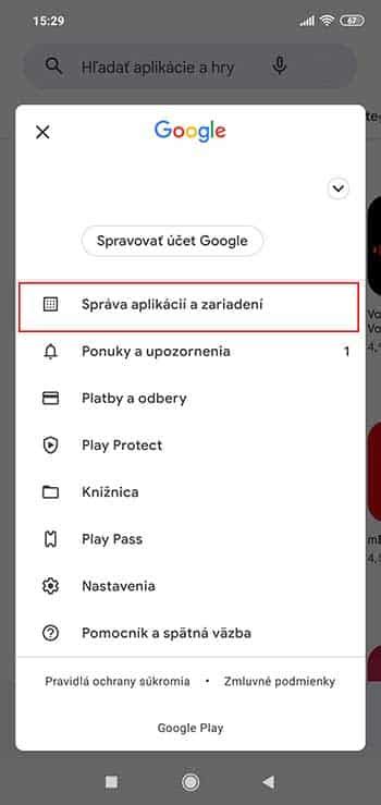 Screenshot: Správa predplatného v Obchode Google Play