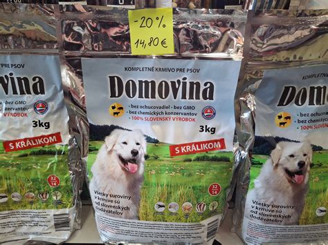 Tabuľka s informáciami o krmive pre psov