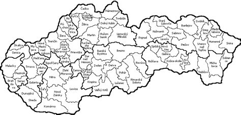 Mapa Slovenska s okresmi s vysokou mierou nezamestnanosti