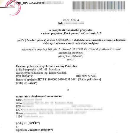 Dohoda o poskytnutí finančného príspevku