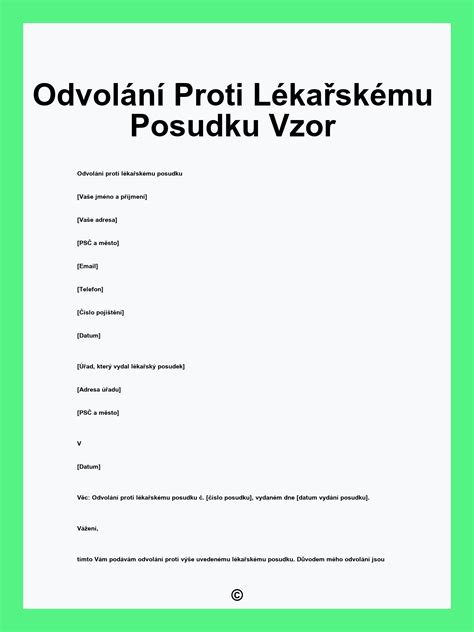 Schematické znázornenie obsahu lekárskeho posudku