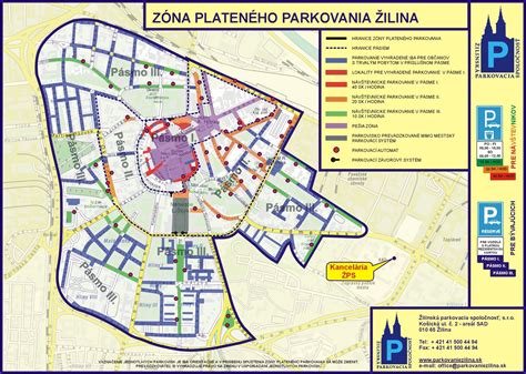 Mapa spoplatnených parkovacích zón v Žiline