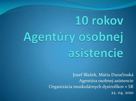 Rola agentúry osobnej asistencie
