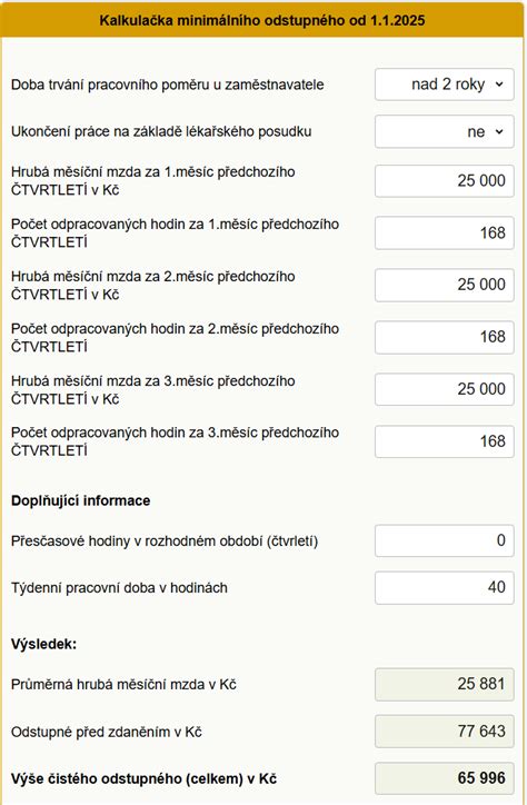 Výpočet odstupného podľa odpracovaných rokov