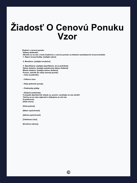 Formulár žiadosti o cenovú ponuku