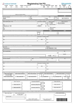 Formulár Registračný list FO