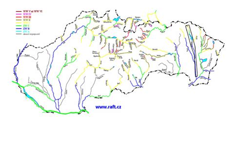 Mapa Slovenska s vyznačenou riekou Váh