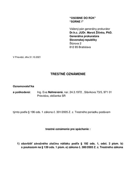 Schéma podania trestného oznámenia a právna cesta