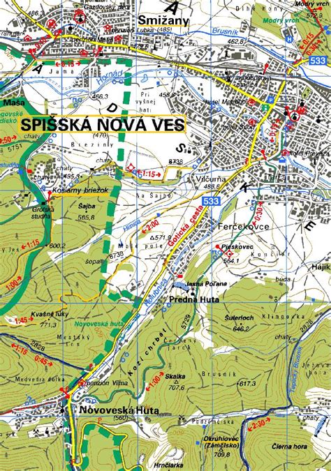 Mapa mesta Spišská Belá s vyznačenými ulicami