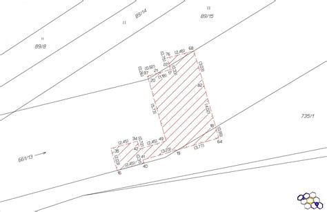 Schematický nákres cyklotrasy s vyznačenými úsekmi pre geometrické plány